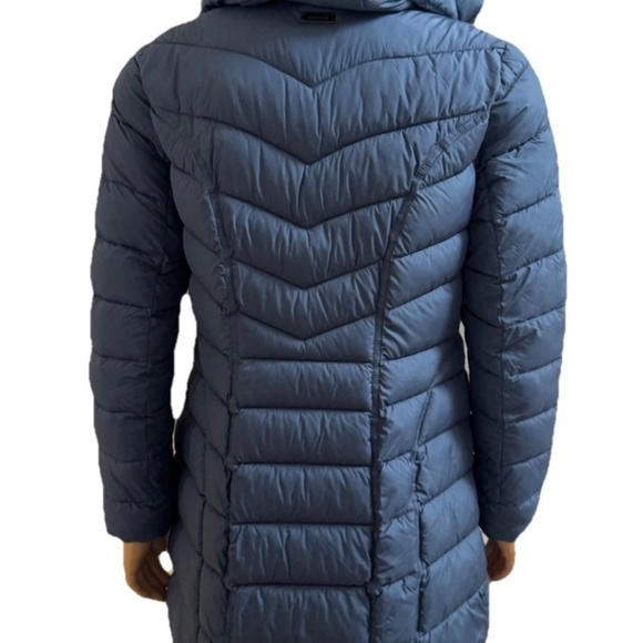 BERNARDO EcoPlume Hooded Walker Double Zip Bib Coat Jacket Smoke Blue Large - Picture 3 of 10